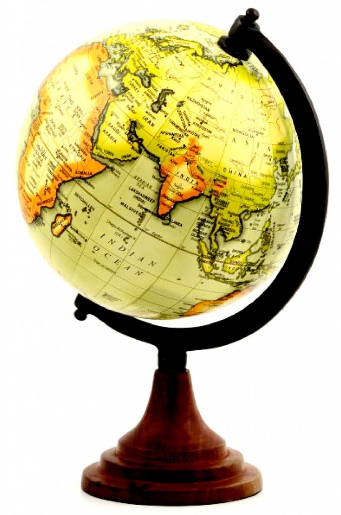 8 İnç Dekoratif Küre - Ahşap Ayaklı Dünya Siyasi Haritası 