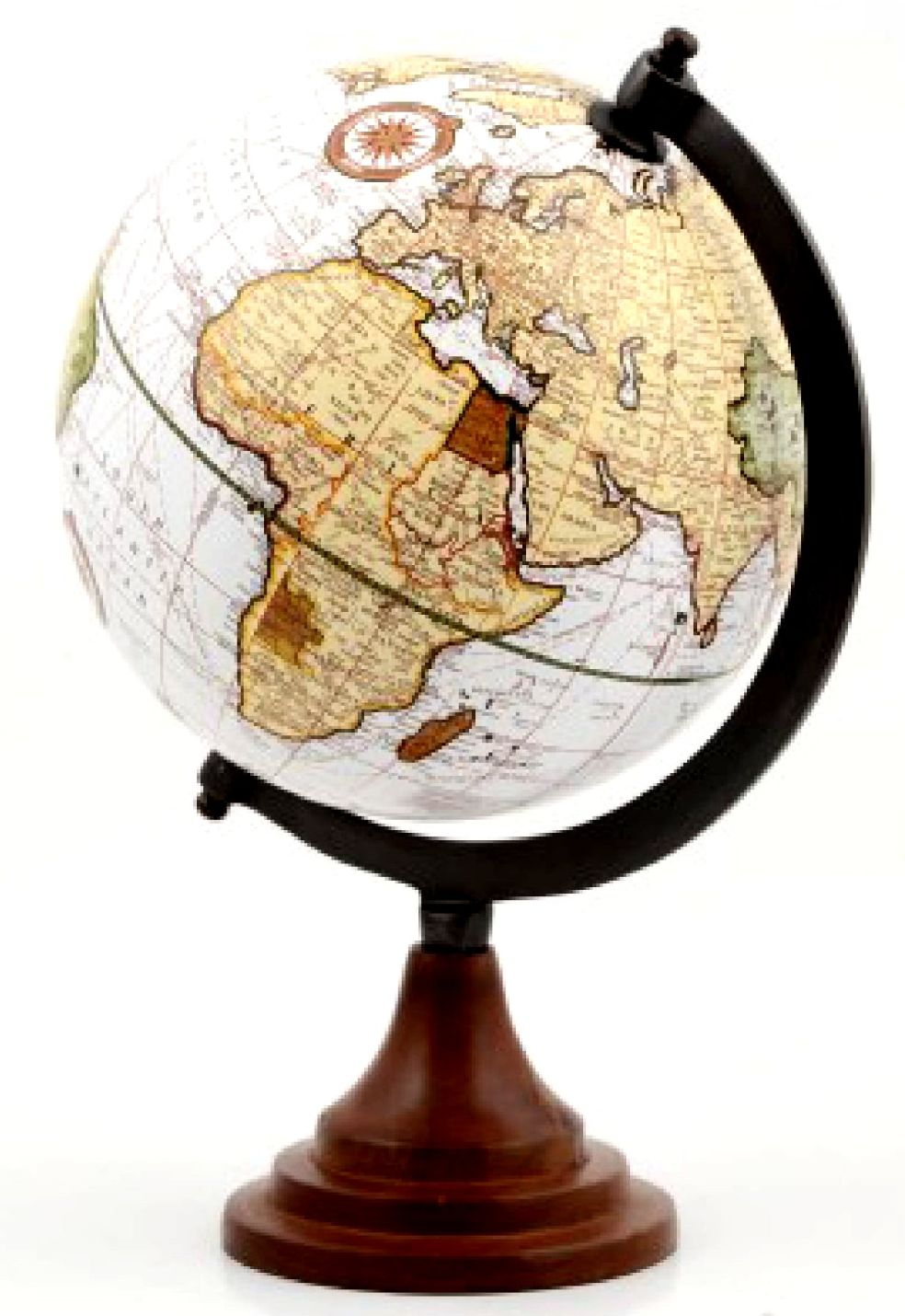 8 İnç Dekoratif Küre - Ahşap Ayaklı Polyester Dünya Siyasi Haritası 