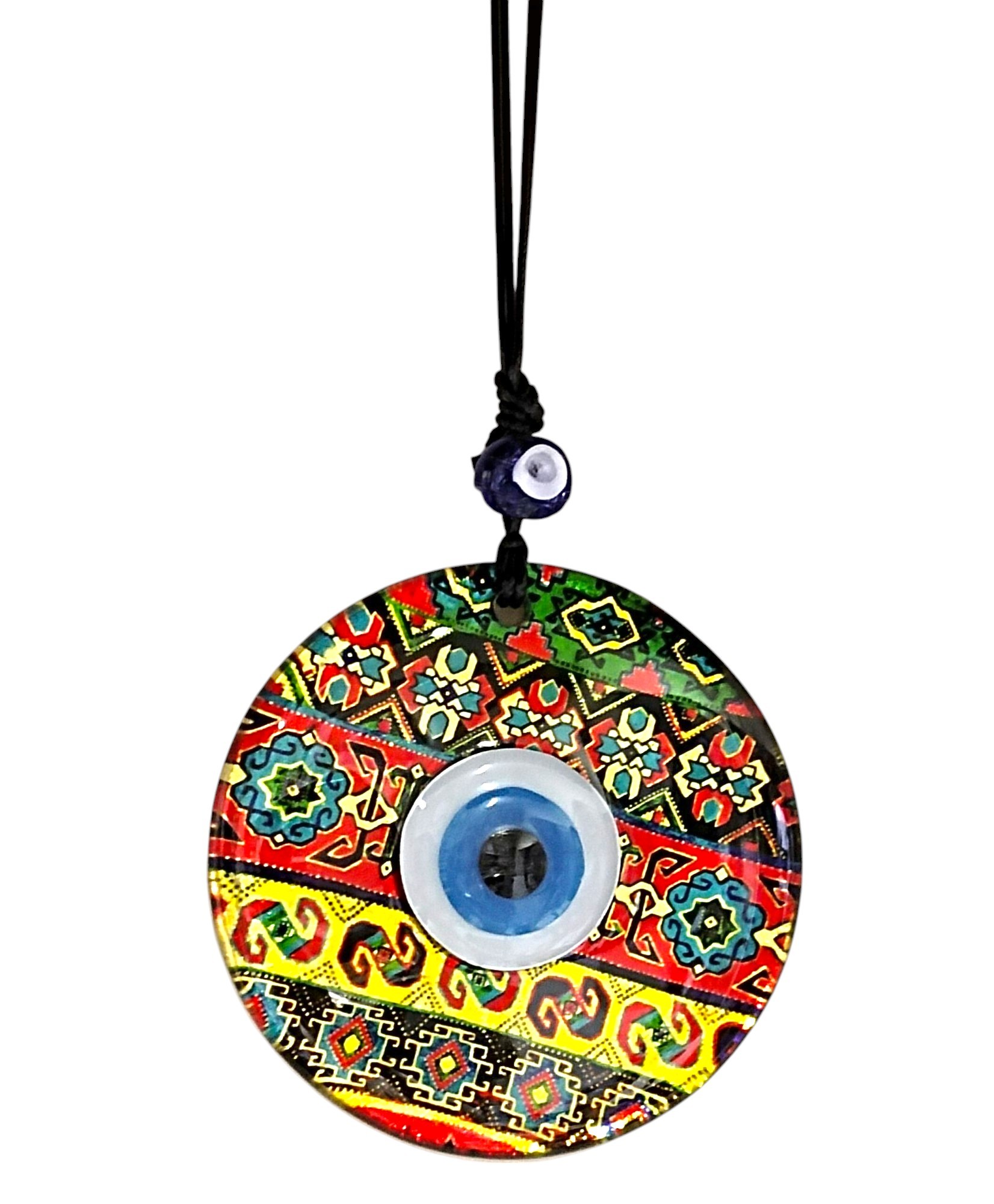 Etnik Desen Nazar Boncuklu Altın Rengi Füzyon Cam Duvar Süsü Etnik Desen Nazar Boncuklu Altın Rengi Füzyon Cam Duvar Süsü