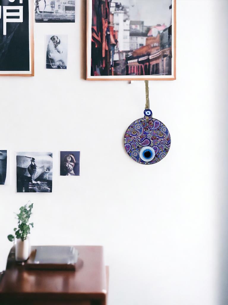 Mandala Desen Mavi Mor Nazar Boncuklu Füzyon Cam El İşçiliği 12 cm Duvar Süsü Nazarlık Hediyelik Eşya Mandala Desen Mavi Mor Nazar Boncuklu Füzyon Cam El İşçiliği 12 cm Duvar Süsü Nazarlık Hediyelik Eşya