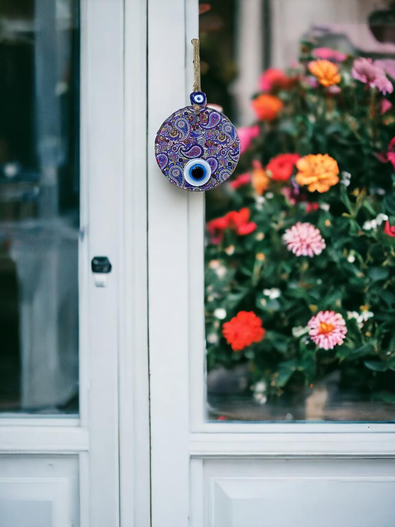 Mandala Desen Mavi Mor Nazar Boncuklu Füzyon Cam El İşçiliği 12 cm Duvar Süsü Nazarlık Hediyelik Eşya Mandala Desen Mavi Mor Nazar Boncuklu Füzyon Cam El İşçiliği 12 cm Duvar Süsü Nazarlık Hediyelik Eşya