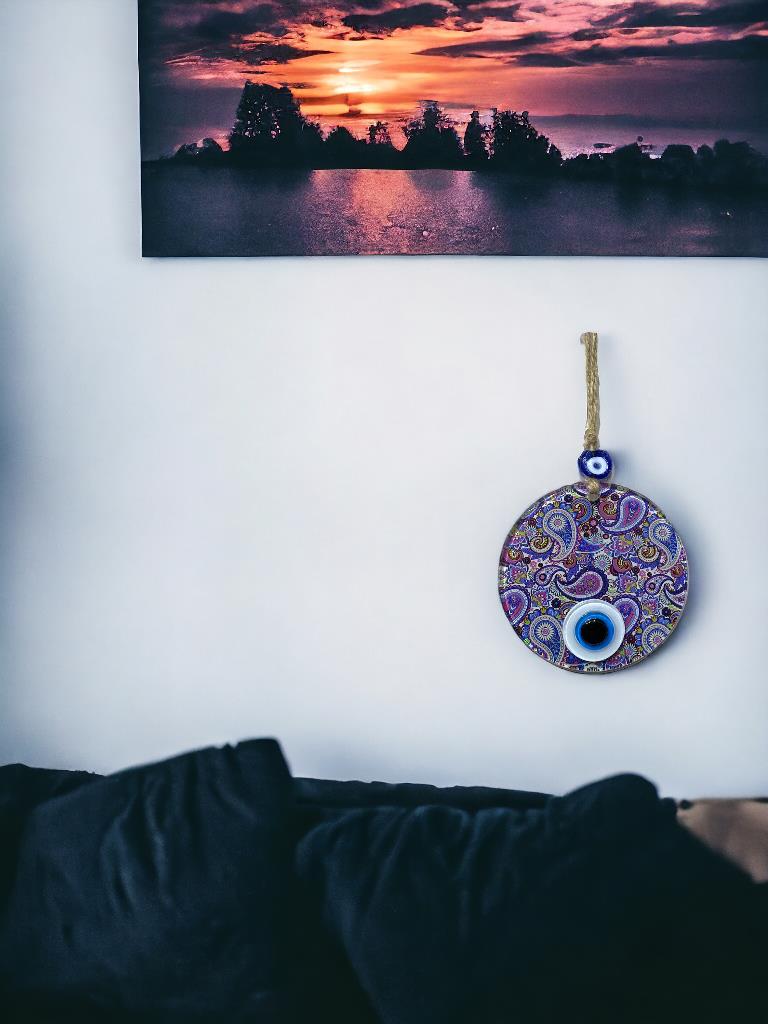 Mandala Desen Mavi Mor Nazar Boncuklu Füzyon Cam El İşçiliği 12 cm Duvar Süsü Nazarlık Hediyelik Eşya Mandala Desen Mavi Mor Nazar Boncuklu Füzyon Cam El İşçiliği 12 cm Duvar Süsü Nazarlık Hediyelik Eşya