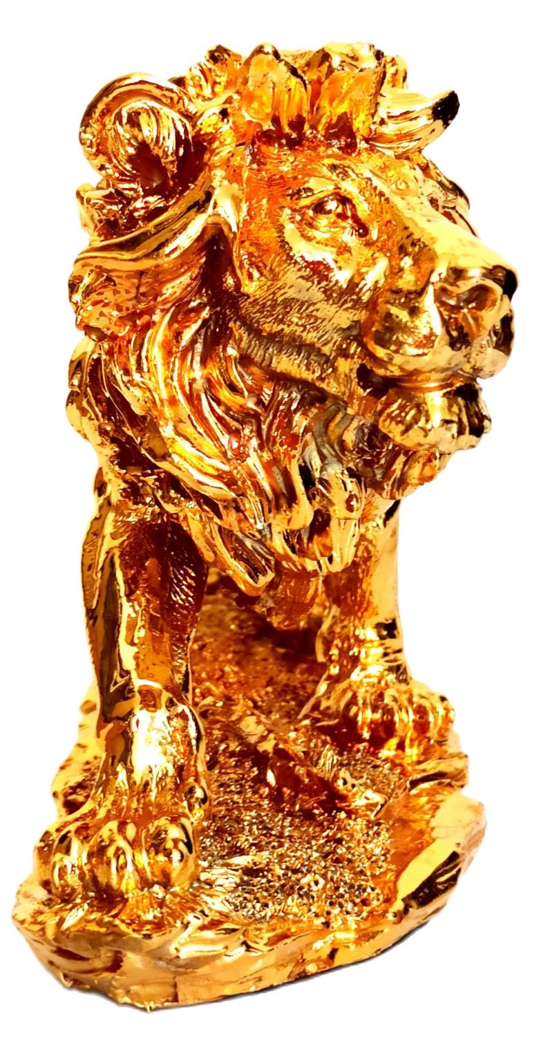 Özel El Yapımı Altın Sarısı Aslan Heykeli - Aslan Biblosu